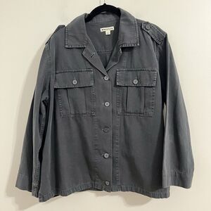 Whistles Utility Jacket Size L Gray Loose Boxy Fit Lightweight Grunge Gorp Core